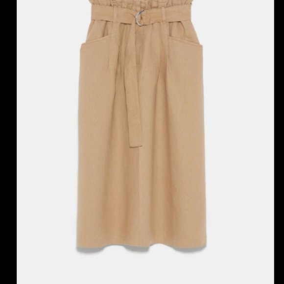 NWT ZARA BELTED LINEN SKIRT 8119/047 - Picture 9 of 9